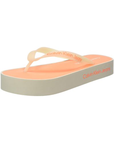 Calvin Klein Vrouwen Strand Sandaal Flatform Logo Flip Flop - Zwart