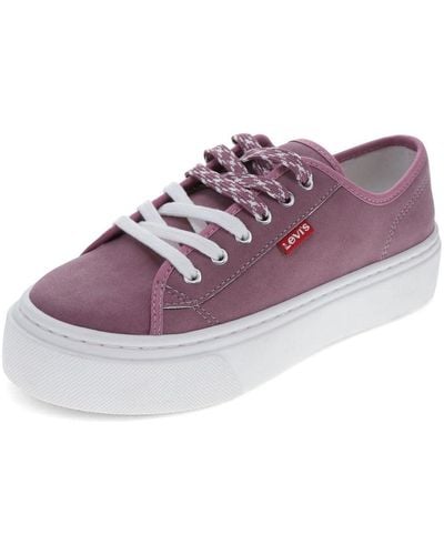 Levi's S Dakota Synthetic Suede Lowtop Casual Lace Up Trainer Shoe - Purple