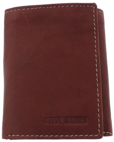 Steve Madden Rfid Leather Trifold Wallet - Brown