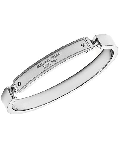 Michael Kors Stainless Steel Mk Logo Id Bangle Bracelet For - White