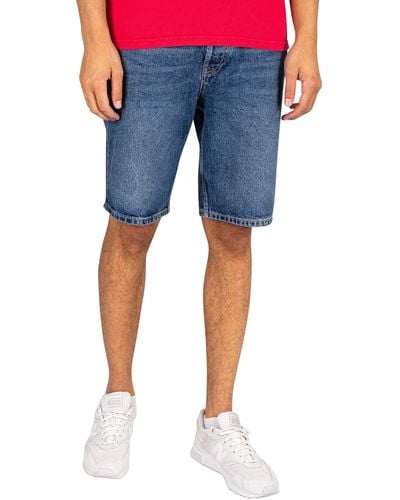 Superdry S Vintage Straight Jeans-Shorts - Blau