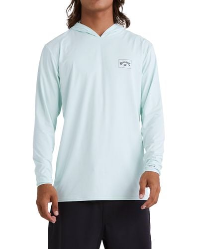 Billabong Standard Arch Mesh Loose Fit Long Sleeve Hooded 50+ Upf Surf Shirt Rashguard - Blue