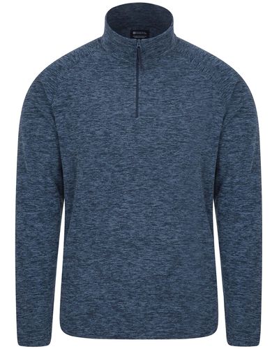 Mountain Warehouse Snowdon Mens Micro Fleece Top - Warm, Breathable, Quick Drying, Zip Collar Fleece Jumper, Soft & Smooth - Blue