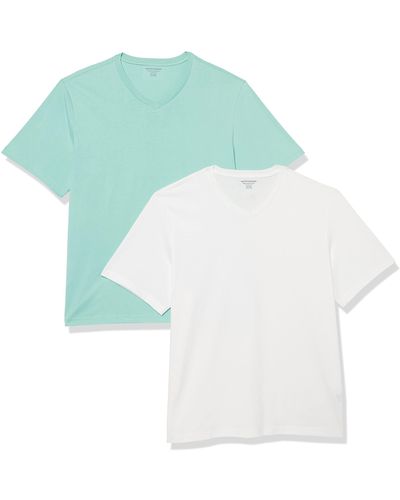 Amazon Essentials 2-Pack Regular-Fit Short-Sleeve V-Neck T-Shirt - Bianco