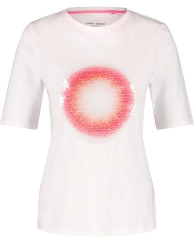 Gerry Weber Nachhaltiges T-Shirt mit Pailletten Kurzarm unifarben - Weiß