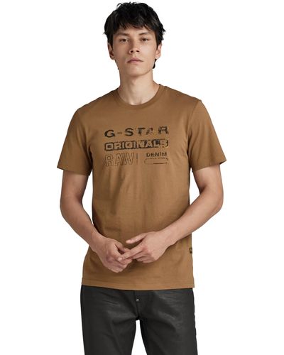 G-Star RAW Distressed Originals Slim Camisetas - Marrón