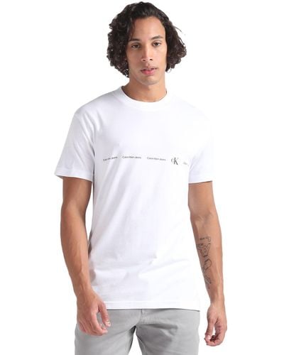 Calvin Klein Logo Repeat Tee J30j324668 S/s Knit Tops - White