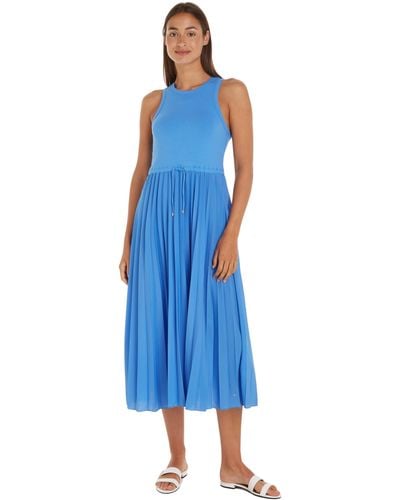 Tommy Hilfiger Vestido para Mujer Midi Dress sin gas - Azul