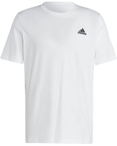adidas Essentials Embroidered Small Logo T-Shirts - Blanc