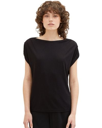 Tom Tailor 1036894 Basic T-Shirt mit Struktur - Schwarz