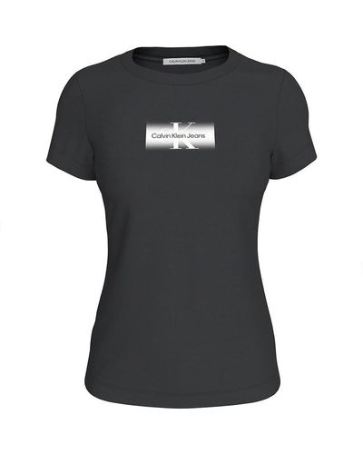 Calvin Klein Outlined Slim Tee J20j223625 S/s T-shirt - Black