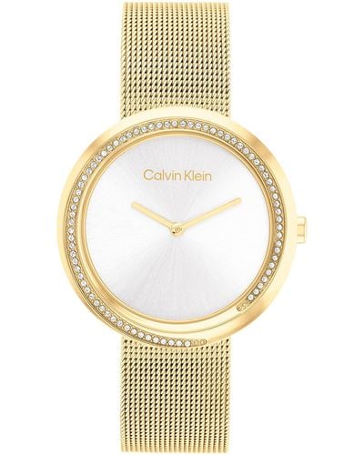 Calvin Klein Montre Analogique à Quartz pour avec Bracelet milanais en Acier Inoxydable doré - 25200150 - Métallisé