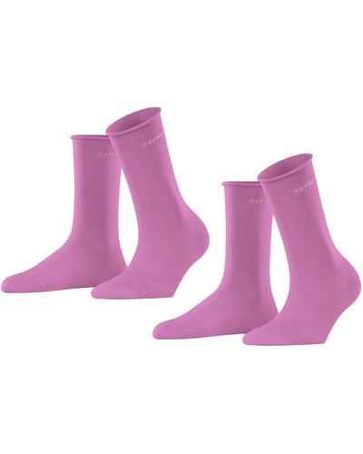 Esprit Basic Pure 2-pack Socks Breathable Sustainable Organic Cotton Wide Tops For A Soft Grip On The Leg Suitable For Diabetics Plain - Purple