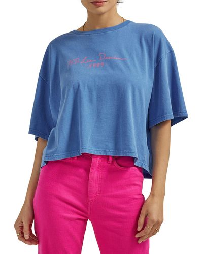 Lee Jeans Boxy Crop Graphic T-shirt - Blue
