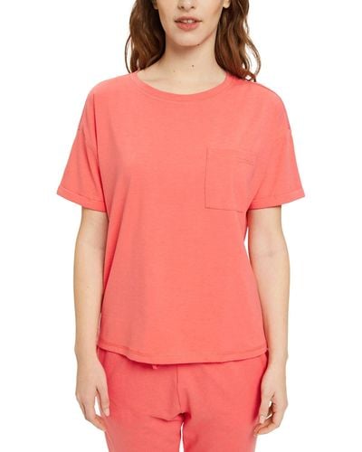Esprit Cosy Melange Sus S_slv-Camiseta Pijama - Rojo