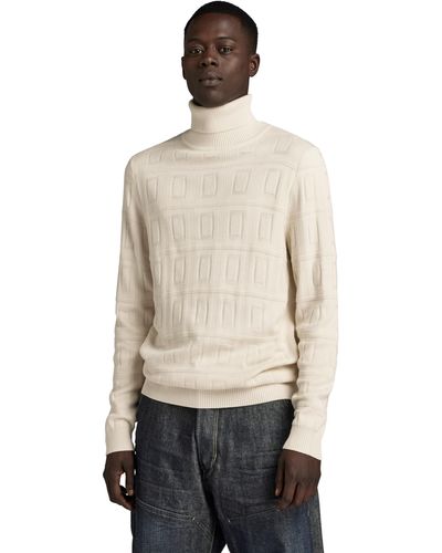 G-Star RAW Table Structure Turtle Knit Sweater Voor - Naturel