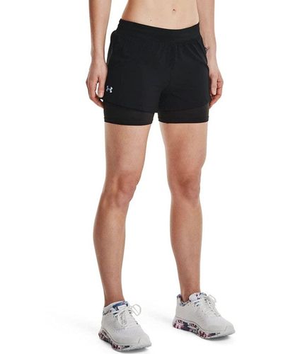 Under Armour Iso Chill 2in1 Running Shorts Ladies Performance Trousers Trousers Black 10