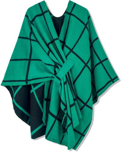 HIKARO Poncho Cape Fashion Reversible Oversized Shawl Scarf Wrap Elegant Cardigan Creative Coat - Green