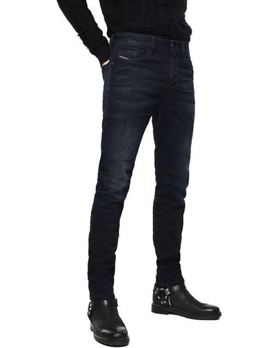 DIESEL Thommer 084AY Jean pour homme Coupe droite Slim Skinny - Bleu