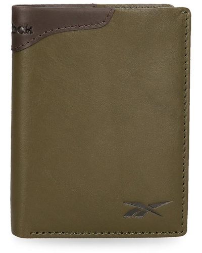 Reebok Club Vertical Wallet With Purse Green 8.5 X 11.5 X 1 Cm Leather