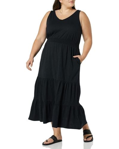 Amazon Essentials Sleeveless Elastic Waist Summer Maxi Dress - Black
