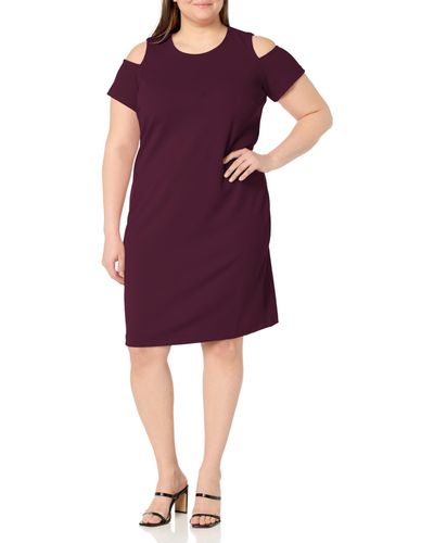 Tommy Hilfiger Plus Size Cold Shoulder Dress - Purple