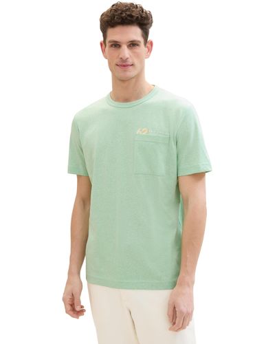 Tom Tailor Basic T-Shirt mit Struktur - Grün