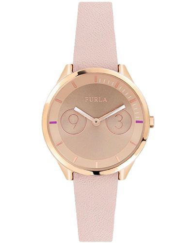Furla Analog Quarz Uhr mit Leder Armband R4251102511 - Pink
