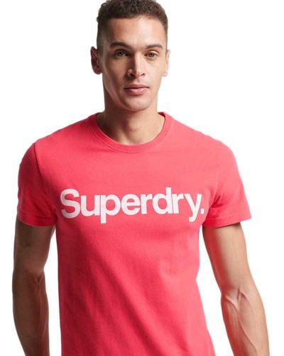Superdry Camiseta estampada de manga corta, cuello redondo - Rojo