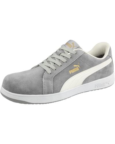 PUMA Safety Iconic Suede Low S1pl Esd Fo Hro Sr Safety Shoes Non-slip Metal-free Fibreglass Cap - White