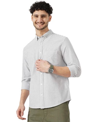 Celio* Camicia casual da uomo in cotone con vestibilità regolare a righe nere - Bianco
