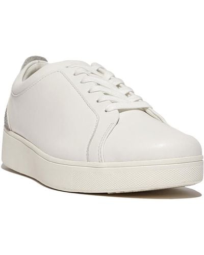 Fitflop Rally Crystal-backtab Leather Trainers Shoe - White