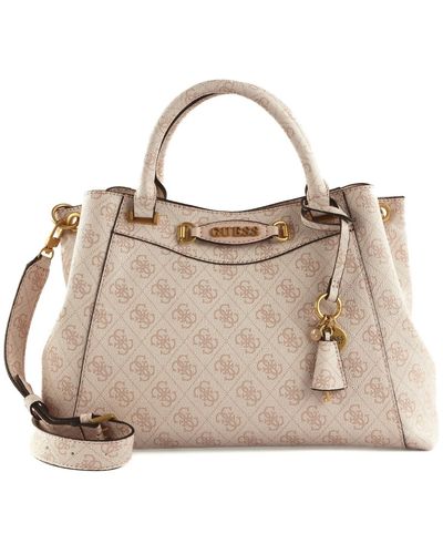 Guess Emera Logo Girlfriend Satchel Blush Logo - Natur