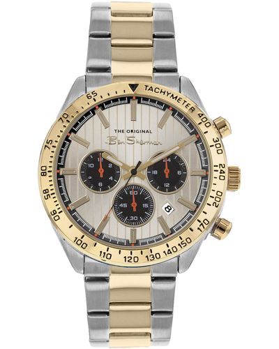 Ben Sherman Bs095gsm Silver And Gold Alloy Bracelet Watch With Beige Dial - Metallic