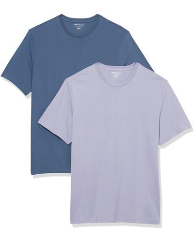 Amazon Essentials Camiseta de ga Cuello Redondo y Corte Recto Hombre - Azul