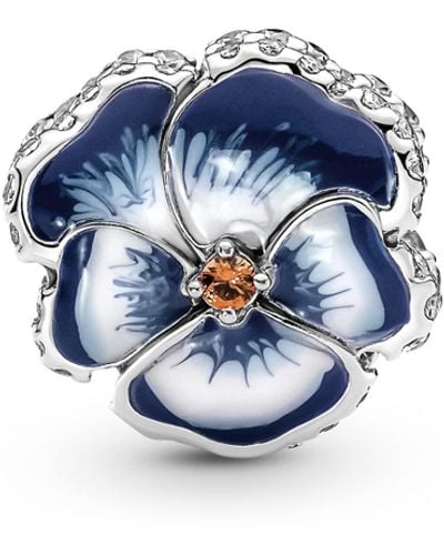 PANDORA Charm 790777C02 Fiore di viola del pensiero - Blu