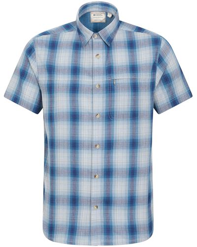 Mountain Warehouse Holiday Camicia da Uomo A ica Corta Fresca in Cotone Leggero - Blu