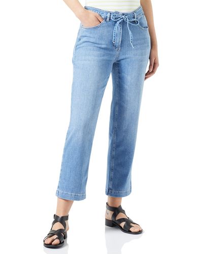 Gerry Weber 7/8 Jeans Straight Fit mit Bindeband Washed-Out-Effekt 7/8 Länge blau Denim mit use 40
