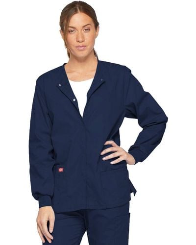 Dickies Eds Signature Scrubs Missy Fit Snap Front Warm-up Jacket - Blue