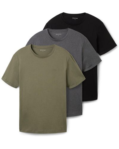 Tom Tailor Basic T-Shirts im 3-er Pack - Mehrfarbig