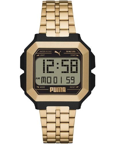PUMA Digital Quartz Watch With Stainless Steel Strap P5052 - Metallic