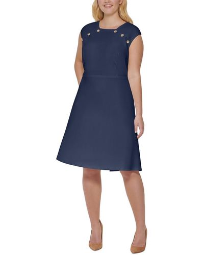 Tommy Hilfiger Plus Size Fit And Flare Dress - Blue