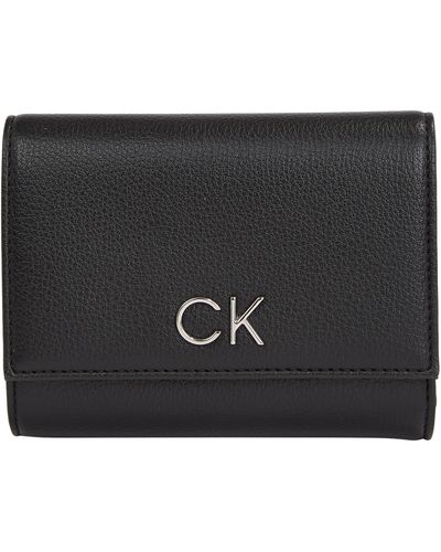 Calvin Klein Dagelijkse Medium Trifold Portemonnees Voor - Zwart