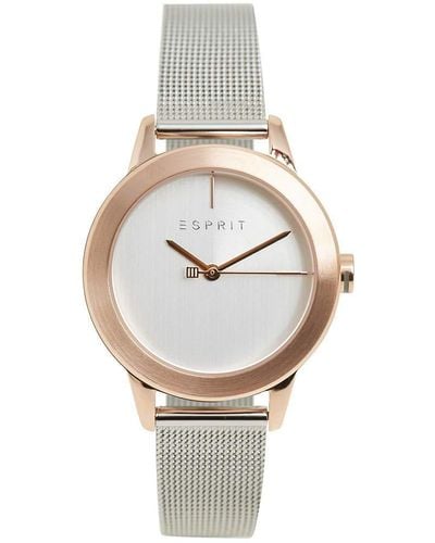 Esprit Es1l105m0095 Bloom Horloge Horloge Roestvrij Staal Verguld 5 Bar Analoog Zilver - Metallic