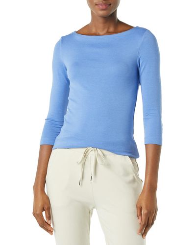 Amazon Essentials 3/4 Sleeve Boatneck T-Shirt - Bleu