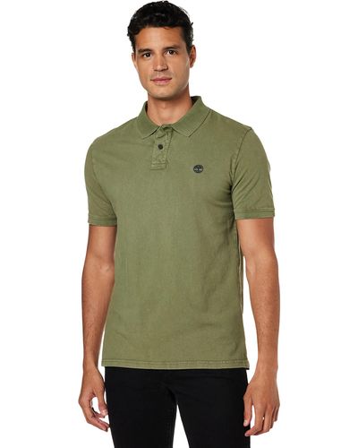 Timberland Regular Stone-washed Polo Shirt With Logo - Green