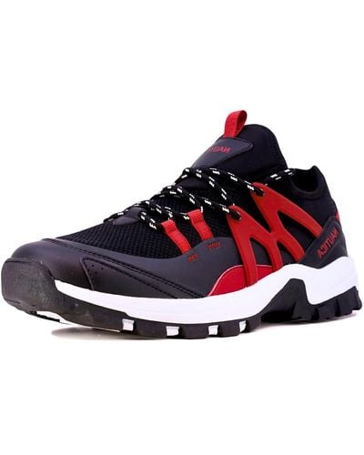 Nautica S Hiking Work Shoes Low-Top Outdoor Trekking Sneakers-Backwoods-Black Red-Size 10 - Rosso