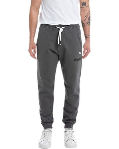 Replay Long Jogging Bottoms With Logo - Grey