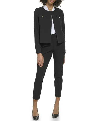 Tommy Hilfiger Open Front Solid Blazer Sportswear Jackets - Black
