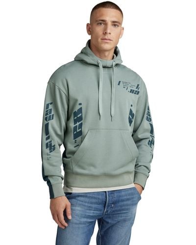 G-Star RAW Mens Premium Graphic Hoodie Hooded Sweatshirt - Blue